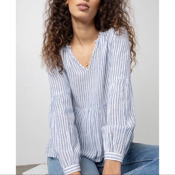 Rails Tops - RAILS Raylyn Fremont Stripe V Neck Blouse Long Sleeve M